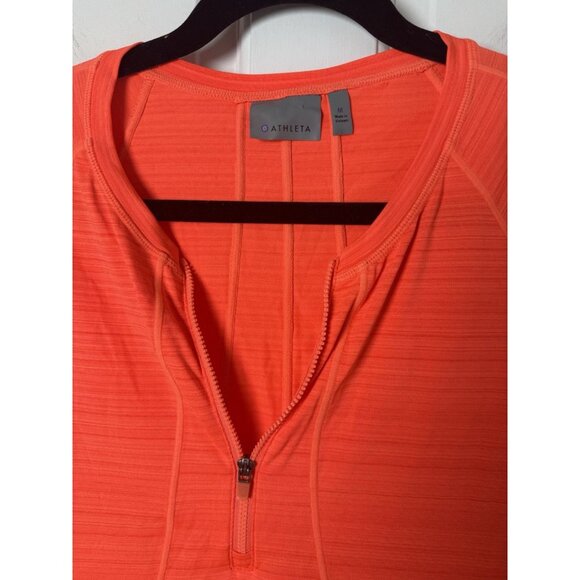 Athleta Short Sleeve Half Zip Orange Running Workout Top Size Medium - Picture 3 of 12